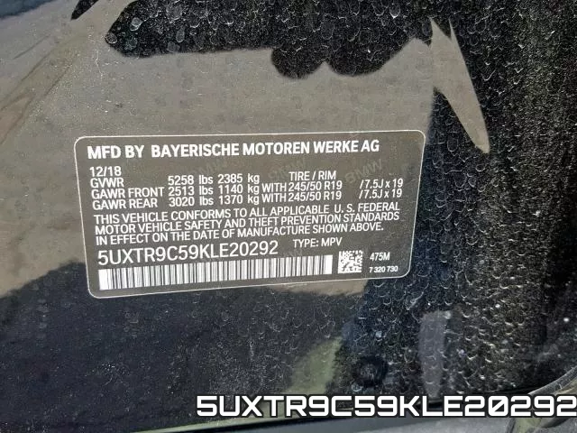5UXTR9C59KLE20292