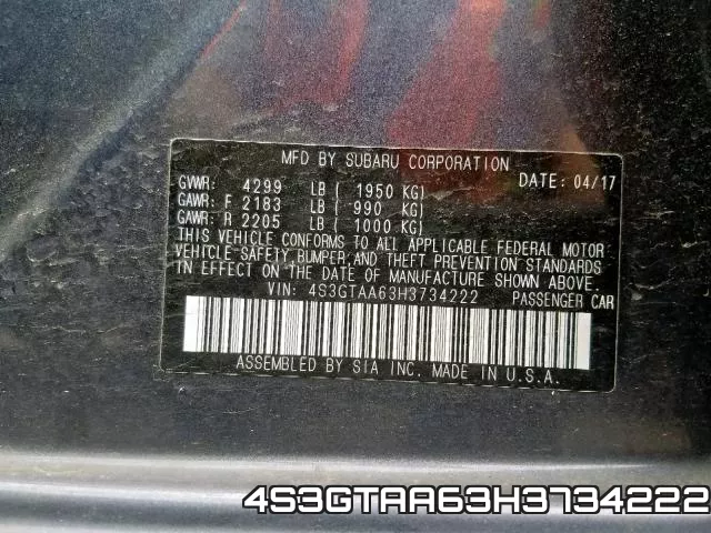 4S3GTAA63H3734222