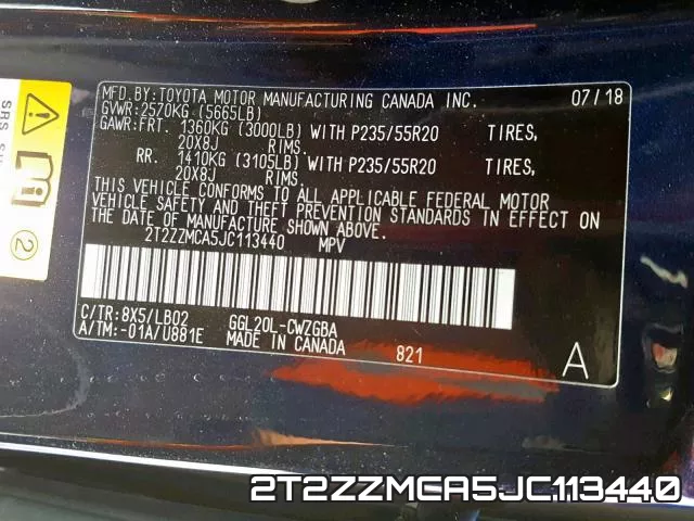 2T2ZZMCA5JC113440