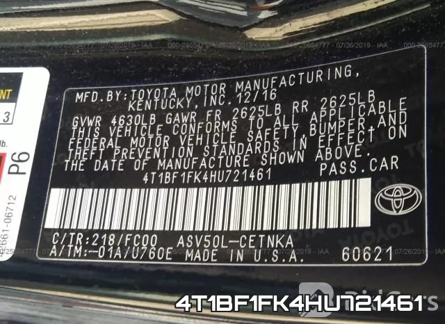 4T1BF1FK4HU721461