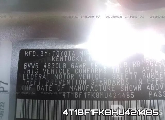 4T1BF1FK8HU421485