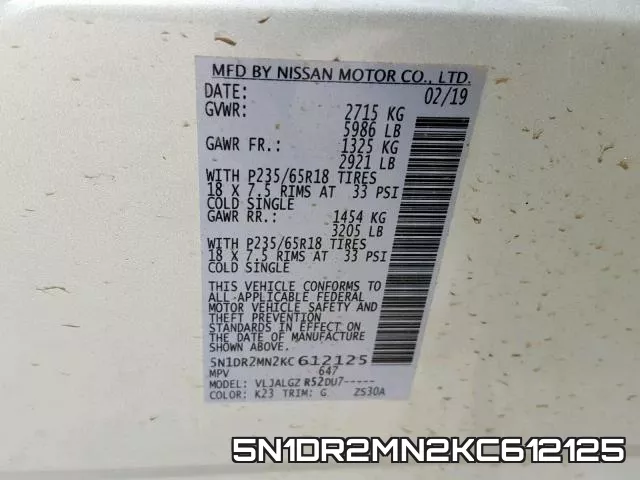 5N1DR2MN2KC612125