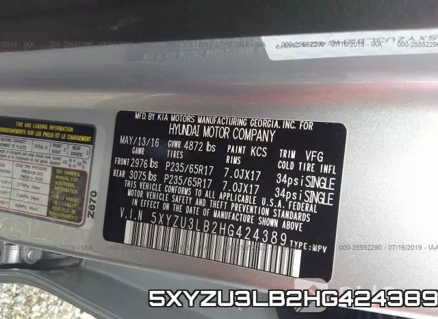 5XYZU3LB2HG424389