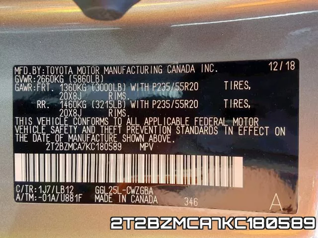 2T2BZMCA7KC180589