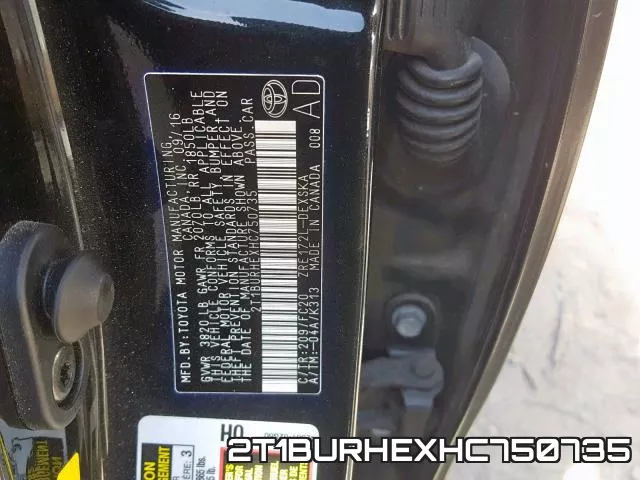 2T1BURHEXHC750735