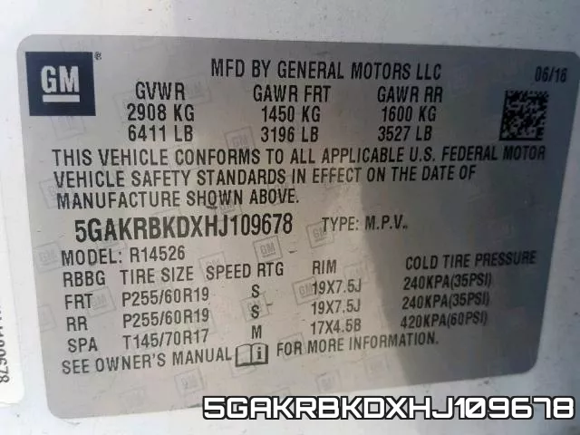 5GAKRBKDXHJ109678
