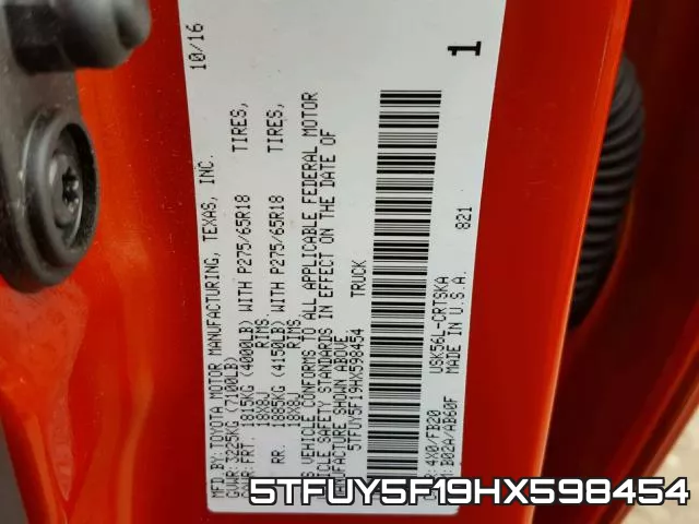 5TFUY5F19HX598454