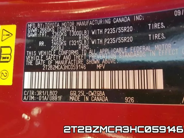 2T2BZMCA3HC059146