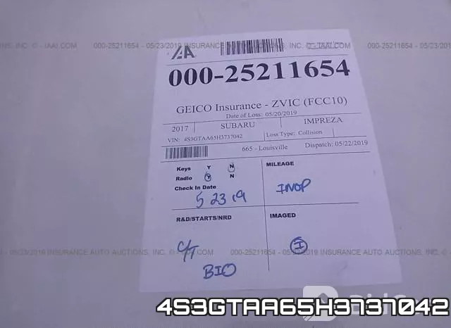 4S3GTAA65H3737042