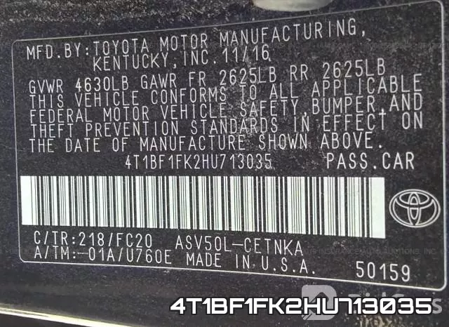 4T1BF1FK2HU713035