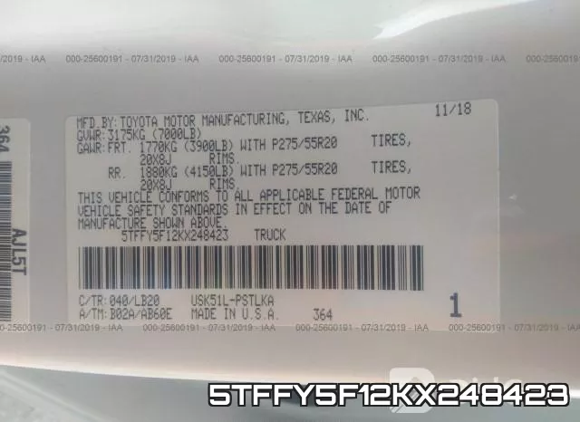 5TFFY5F12KX248423