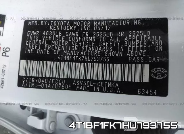 4T1BF1FK7HU793755