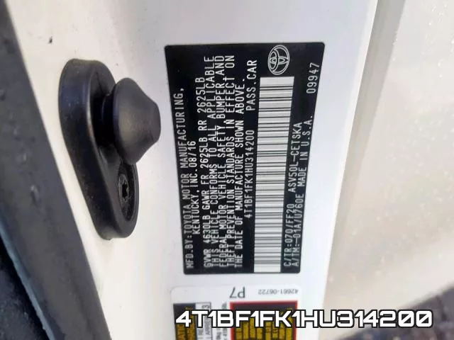 4T1BF1FK1HU314200