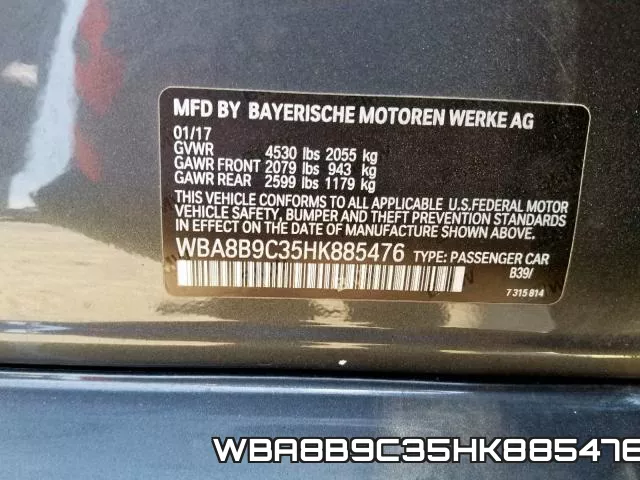 WBA8B9C35HK885476