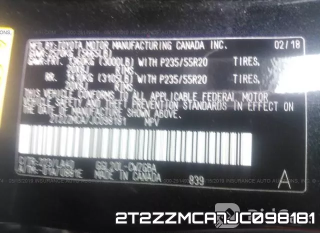 2T2ZZMCA7JC098181