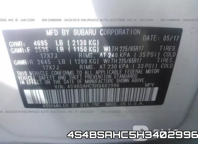 4S4BSAHC5H3402996