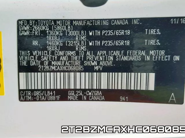 2T2BZMCAXHC068085