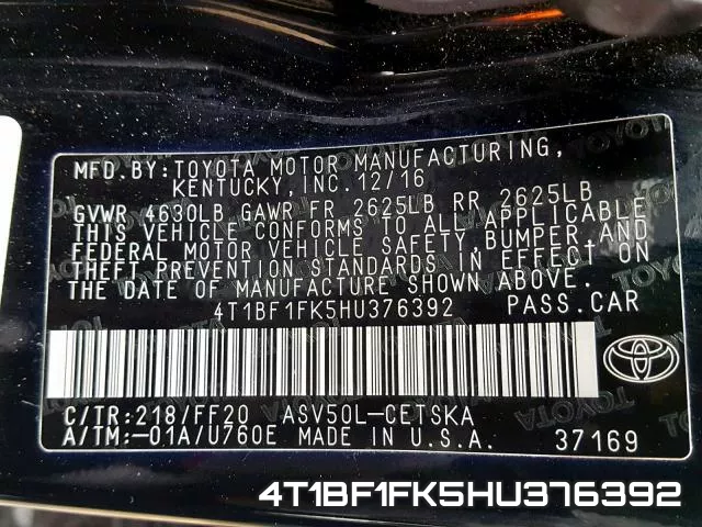 4T1BF1FK5HU376392