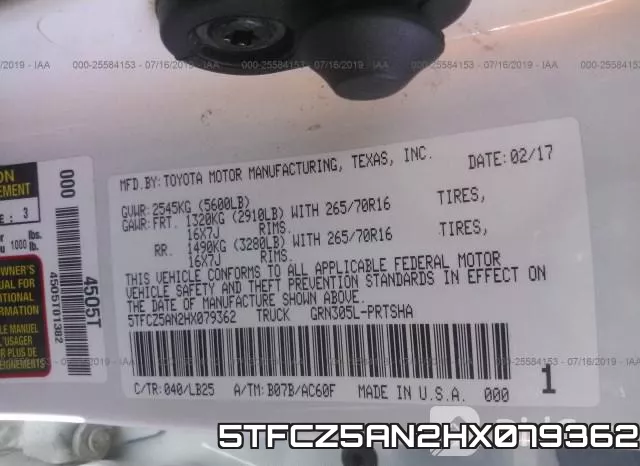 5TFCZ5AN2HX079362