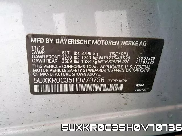5UXKR0C35H0V70736