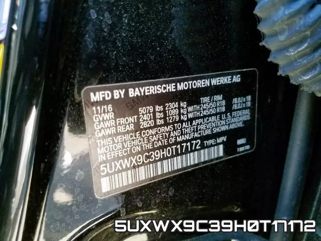 5UXWX9C39H0T17172