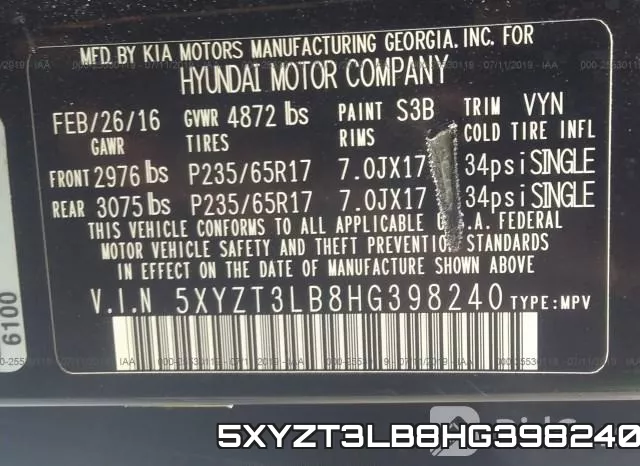 5XYZT3LB8HG398240