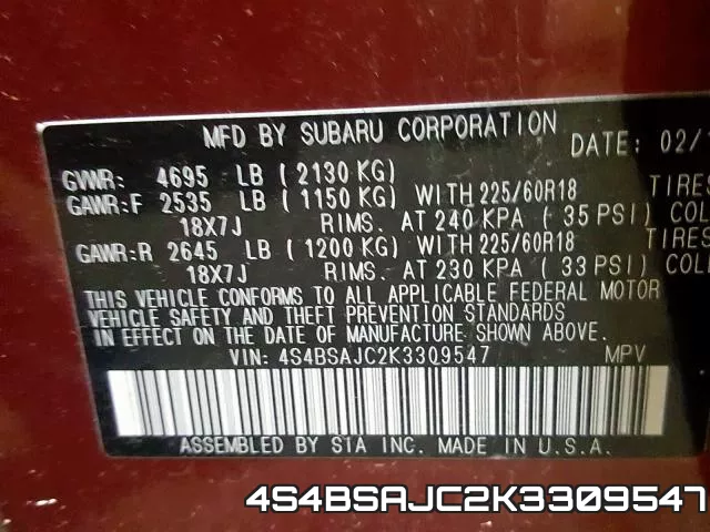 4S4BSAJC2K3309547