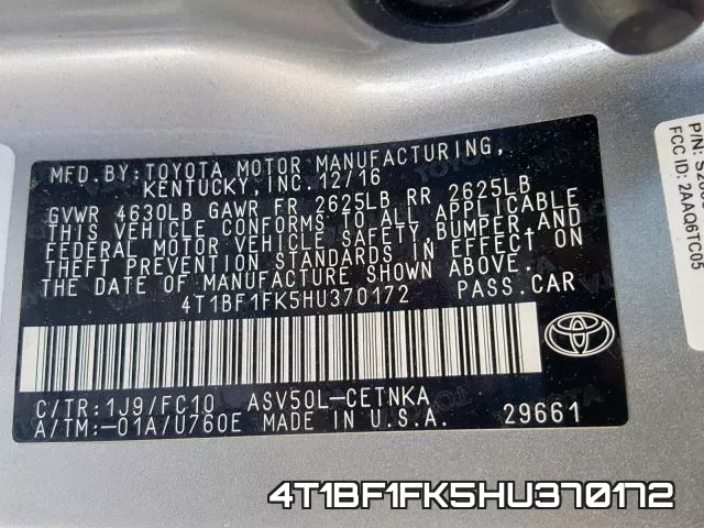 4T1BF1FK5HU370172