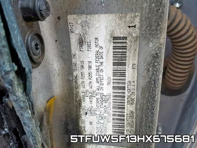 5TFUW5F13HX675681