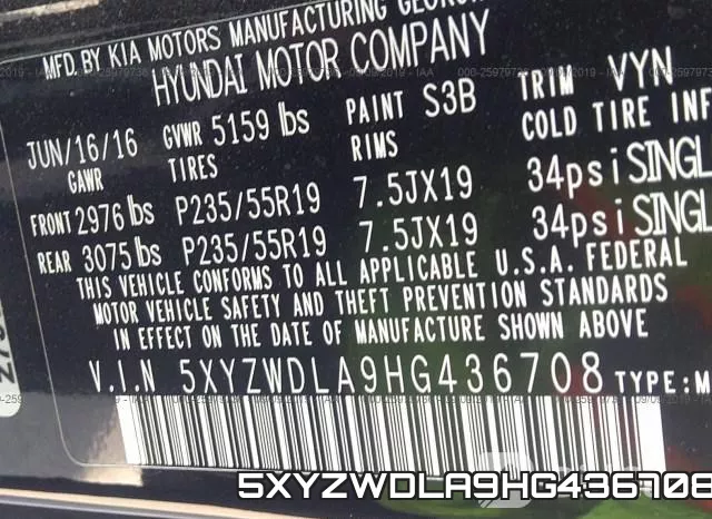 5XYZWDLA9HG436708