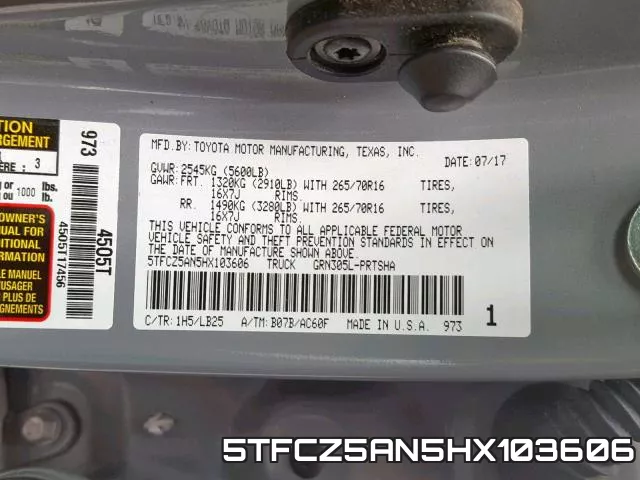 5TFCZ5AN5HX103606