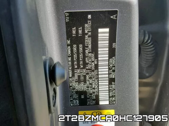 2T2BZMCA0HC127905