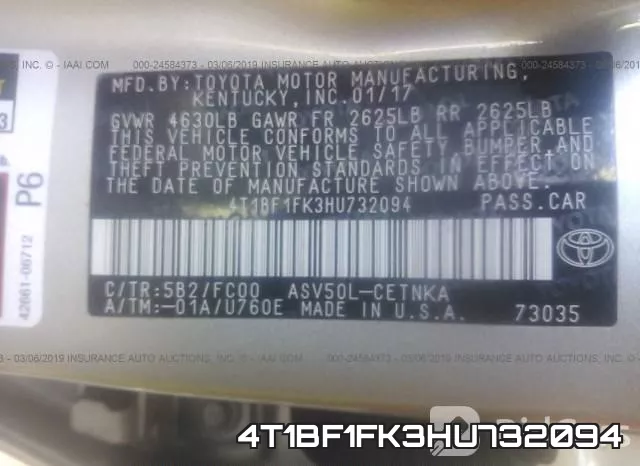 4T1BF1FK3HU732094