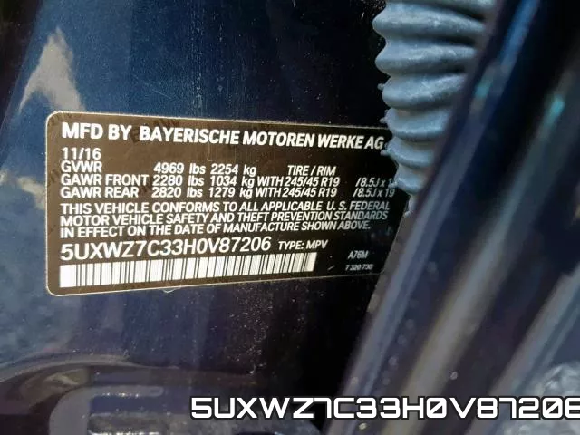 5UXWZ7C33H0V87206