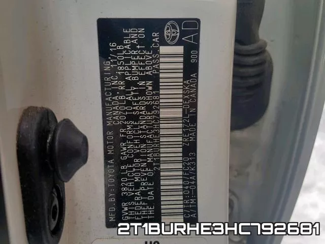 2T1BURHE3HC792681