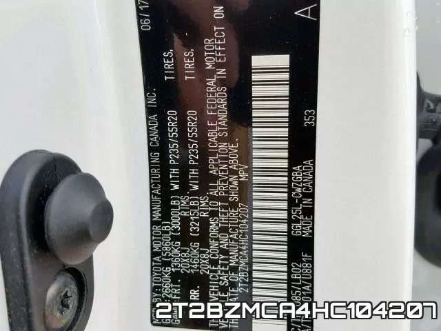 2T2BZMCA4HC104207