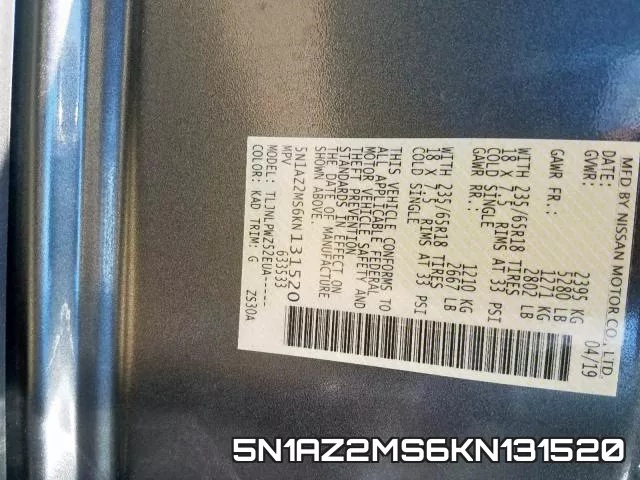 5N1AZ2MS6KN131520
