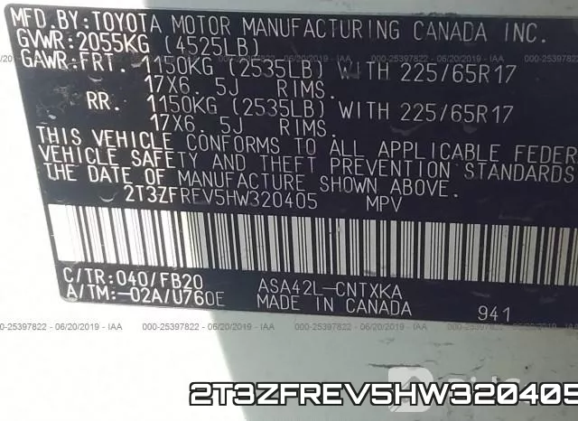 2T3ZFREV5HW320405