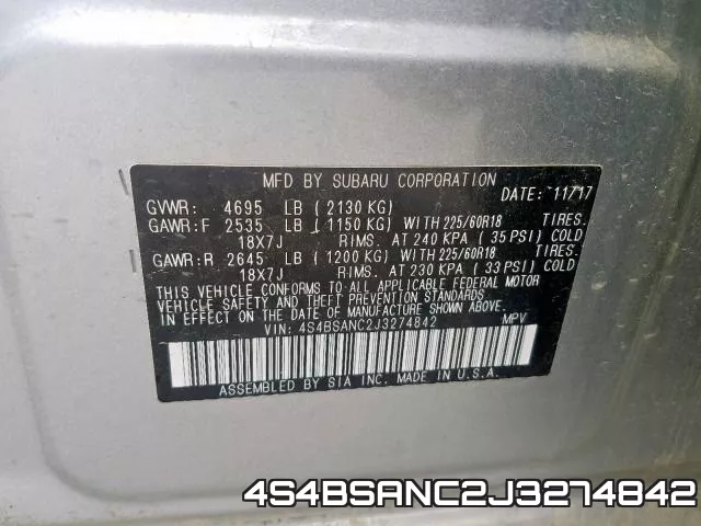 4S4BSANC2J3274842