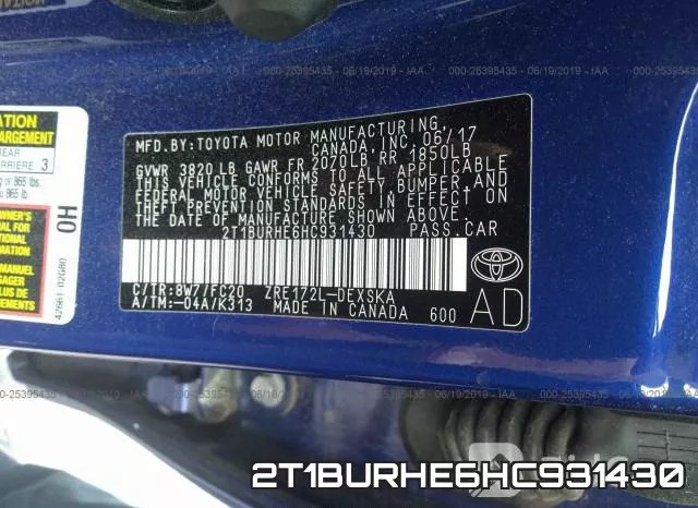 2T1BURHE6HC931430