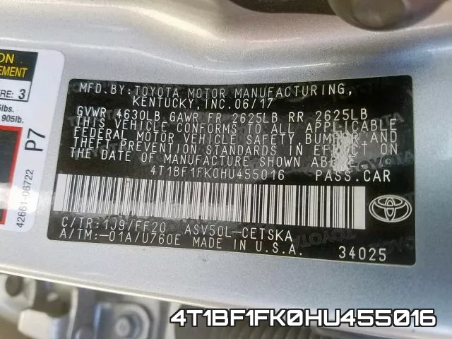 4T1BF1FK0HU455016