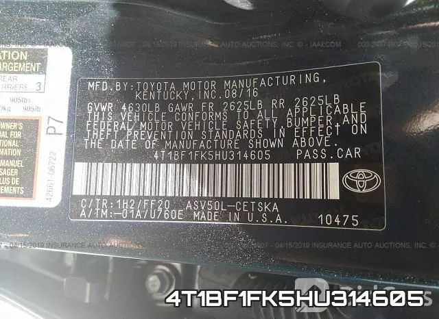 4T1BF1FK5HU314605