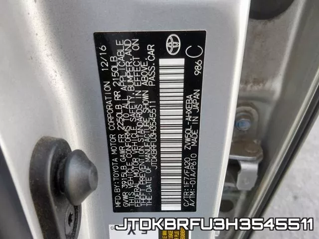 JTDKBRFU3H3545511