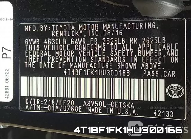 4T1BF1FK1HU300166