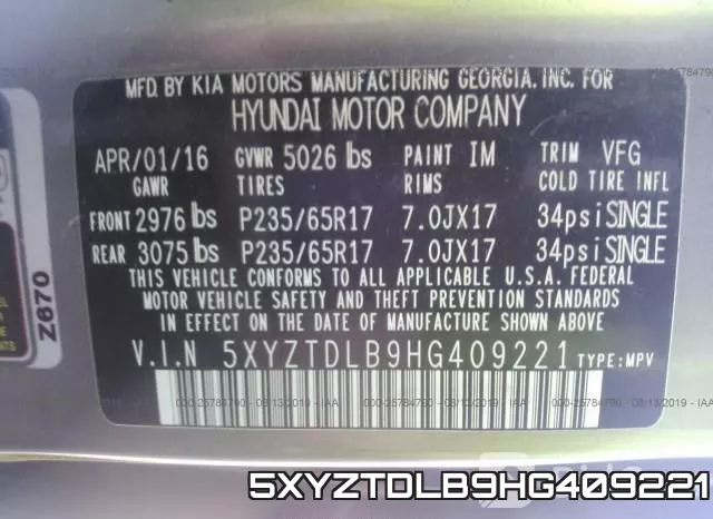 5XYZTDLB9HG409221