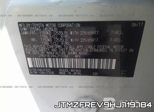 JTMZFREV9HJ719784