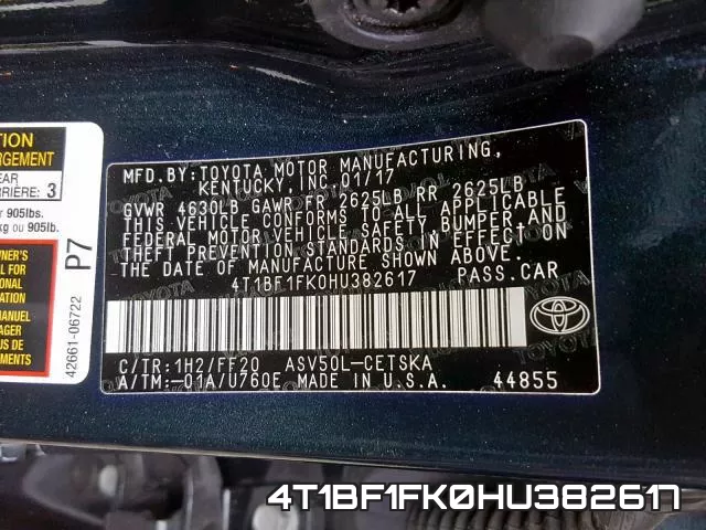 4T1BF1FK0HU382617