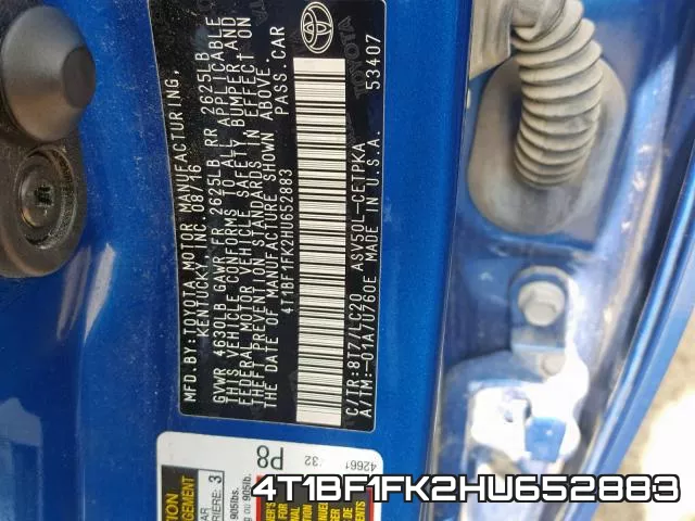 4T1BF1FK2HU652883