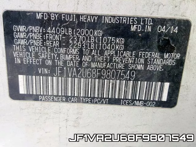 JF1VA2U68F9807549