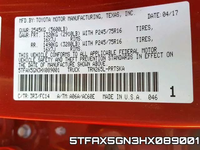 5TFAX5GN3HX089001